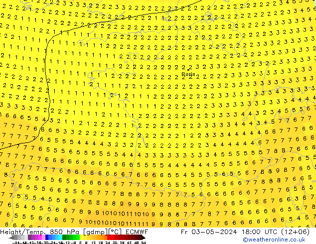 Z500/Rain (+SLP)/Z850 ECMWF ven 03.05.2024 18 UTC