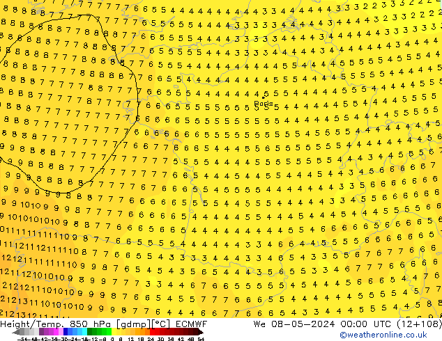 Z500/Rain (+SLP)/Z850 ECMWF We 08.05.2024 00 UTC