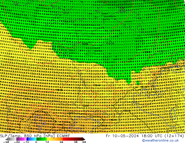 SLP/Temp. 850 hPa ECMWF ven 10.05.2024 18 UTC