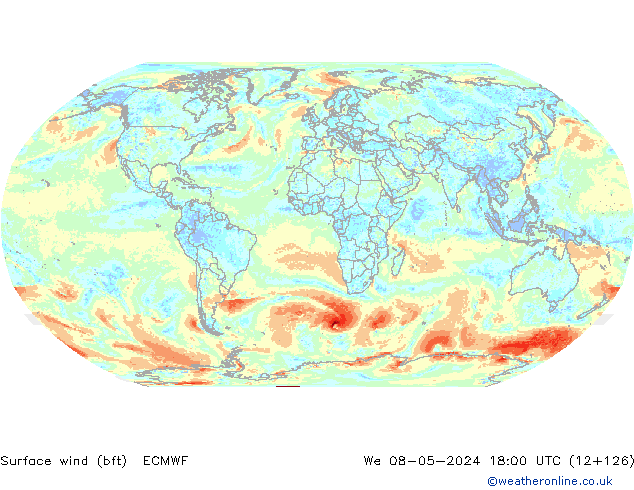 ве�Bе�@ 10 m (bft) ECMWF ср 08.05.2024 18 UTC