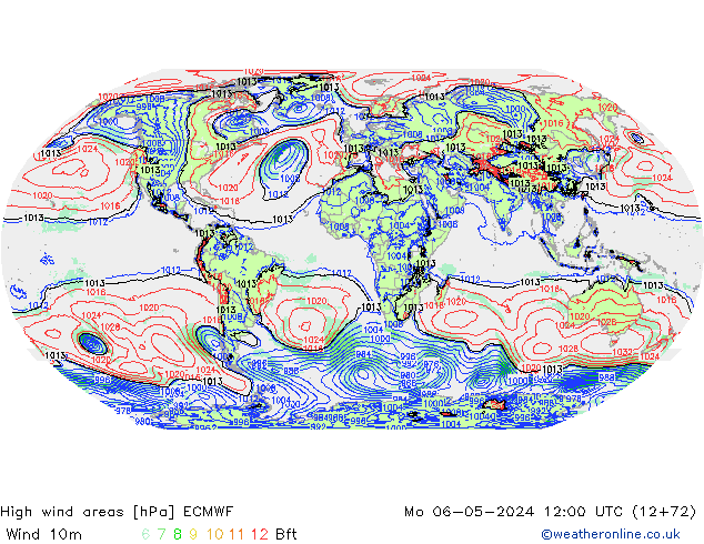 High wind areas ECMWF Po 06.05.2024 12 UTC