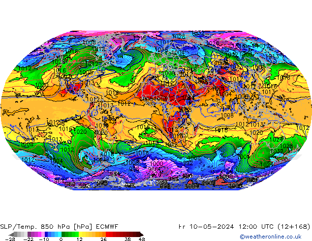 SLP/Temp. 850 hPa ECMWF Fr 10.05.2024 12 UTC
