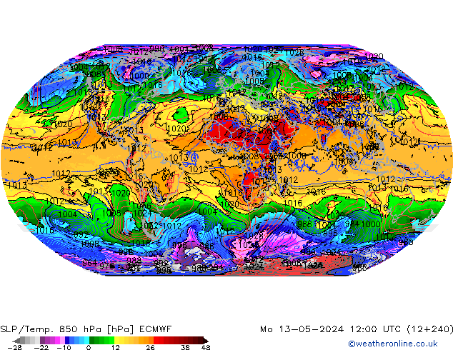 850 hPa Yer Bas./Sıc ECMWF Pzt 13.05.2024 12 UTC