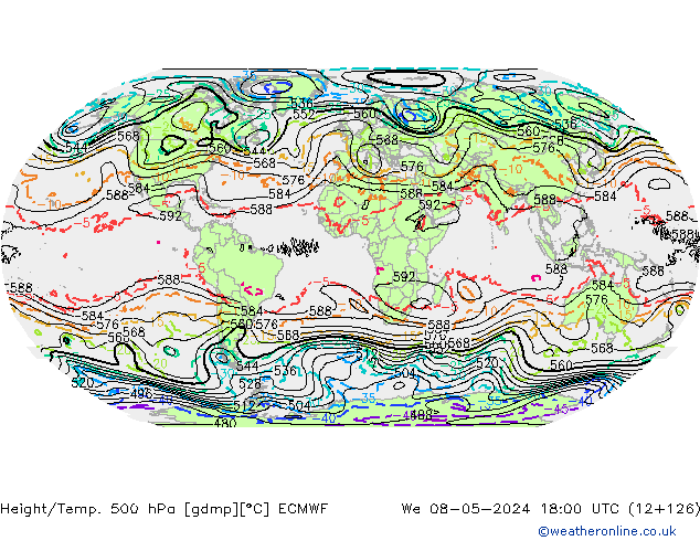 Geop./Temp. 500 hPa ECMWF mié 08.05.2024 18 UTC