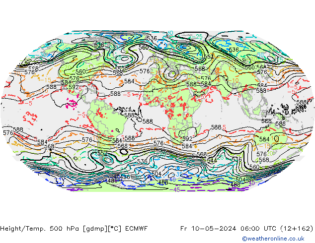 Height/Temp. 500 hPa ECMWF Fr 10.05.2024 06 UTC