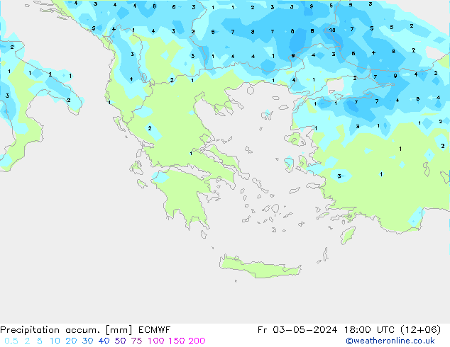 Precipitation accum. ECMWF  03.05.2024 18 UTC