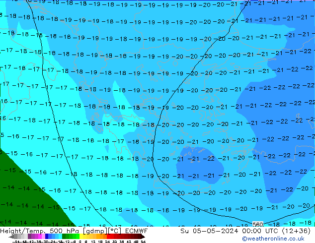 Z500/Rain (+SLP)/Z850 ECMWF Su 05.05.2024 00 UTC