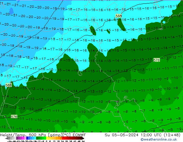 Z500/Rain (+SLP)/Z850 ECMWF Dom 05.05.2024 12 UTC