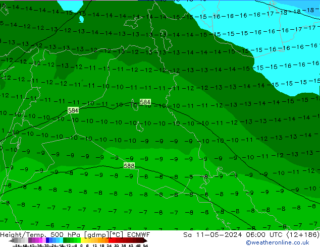 Z500/Rain (+SLP)/Z850 ECMWF sam 11.05.2024 06 UTC