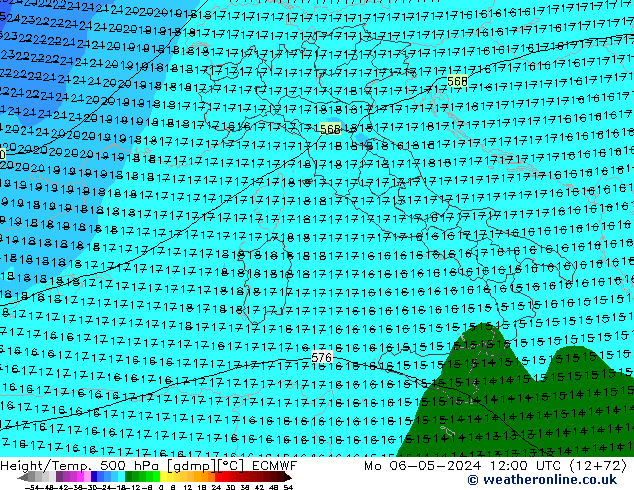 Z500/Rain (+SLP)/Z850 ECMWF  06.05.2024 12 UTC