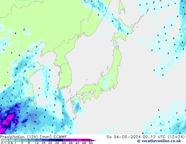 Precipitation (12h) ECMWF Sa 04.05.2024 12 UTC