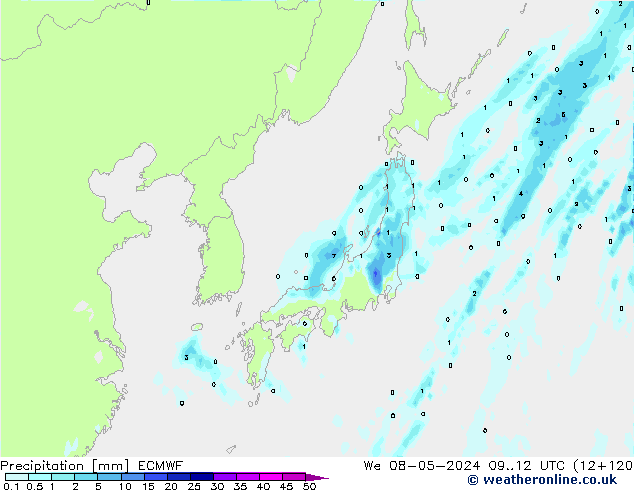 Neerslag ECMWF wo 08.05.2024 12 UTC