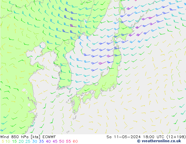 Wind 850 hPa ECMWF Sa 11.05.2024 18 UTC