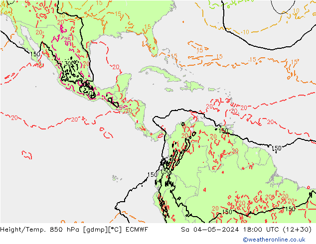 Z500/Rain (+SLP)/Z850 ECMWF sab 04.05.2024 18 UTC