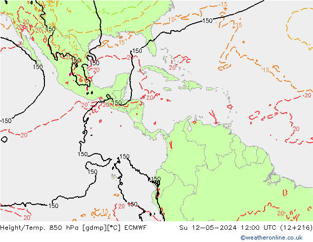 Height/Temp. 850 hPa ECMWF Su 12.05.2024 12 UTC