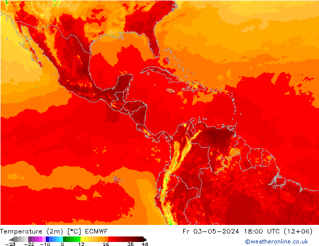 Sıcaklık Haritası (2m) ECMWF Cu 03.05.2024 18 UTC