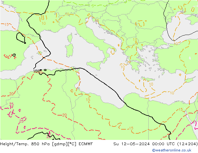 Z500/Rain (+SLP)/Z850 ECMWF dom 12.05.2024 00 UTC