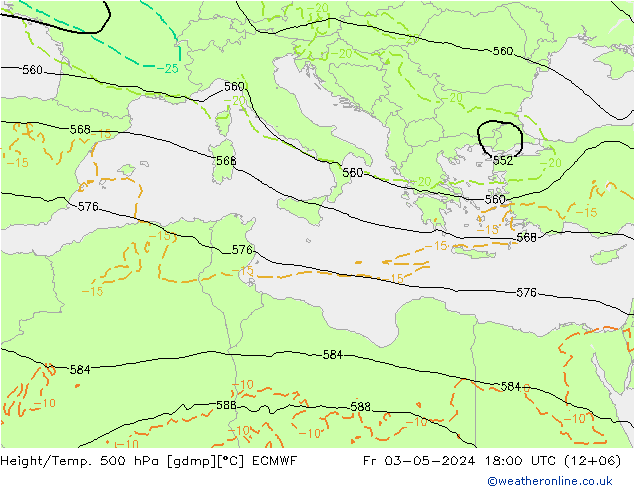 Z500/Rain (+SLP)/Z850 ECMWF Sex 03.05.2024 18 UTC