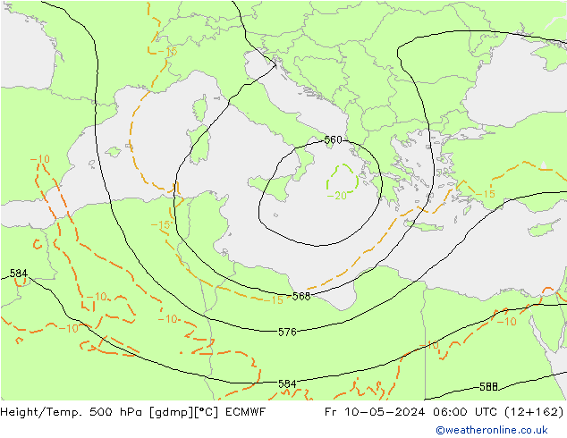 Z500/Yağmur (+YB)/Z850 ECMWF Cu 10.05.2024 06 UTC