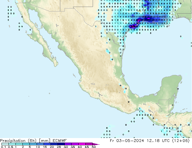 Precipitación (6h) ECMWF vie 03.05.2024 18 UTC