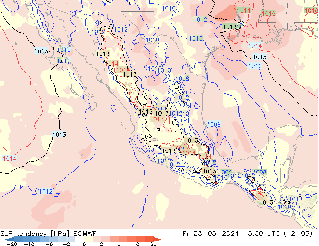 Tendencia de presión ECMWF vie 03.05.2024 15 UTC