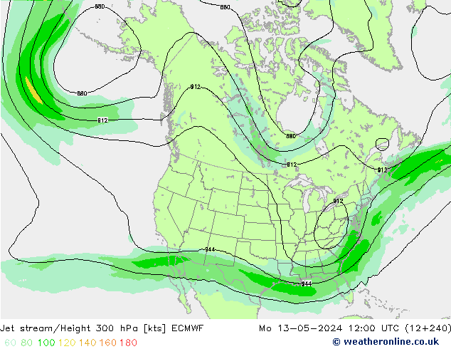 Corriente en chorro ECMWF lun 13.05.2024 12 UTC