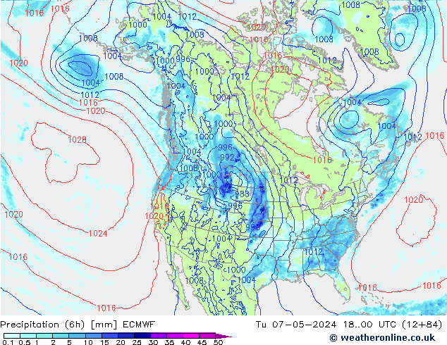 Z500/Rain (+SLP)/Z850 ECMWF Tu 07.05.2024 00 UTC