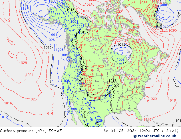 Presión superficial ECMWF sáb 04.05.2024 12 UTC