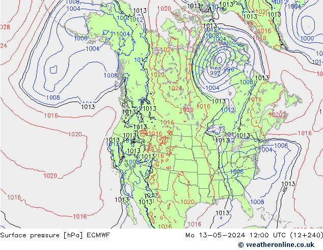 Surface pressure ECMWF Mo 13.05.2024 12 UTC