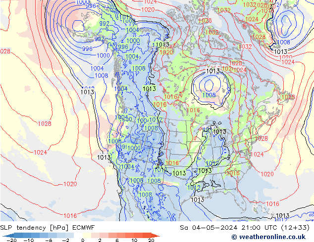 SLP tendency ECMWF Sa 04.05.2024 21 UTC