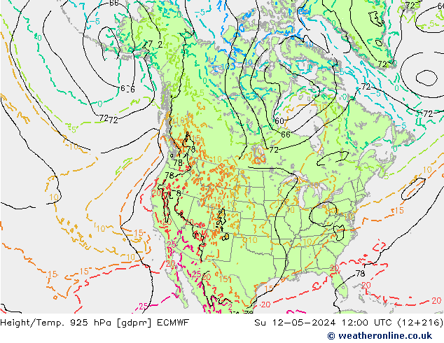 Hoogte/Temp. 925 hPa ECMWF zo 12.05.2024 12 UTC