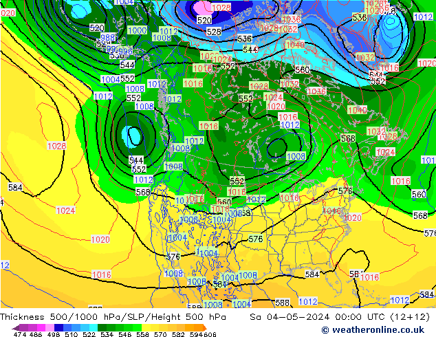 Schichtdicke 500-1000 hPa ECMWF Sa 04.05.2024 00 UTC