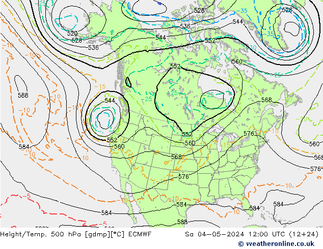 Z500/Rain (+SLP)/Z850 ECMWF Sa 04.05.2024 12 UTC