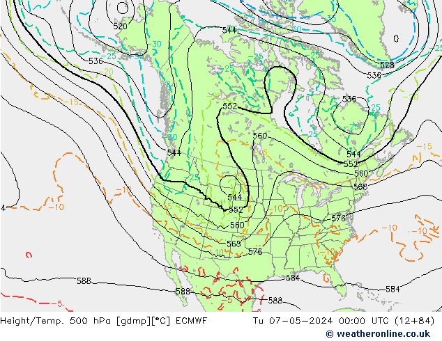 Z500/Rain (+SLP)/Z850 ECMWF Tu 07.05.2024 00 UTC