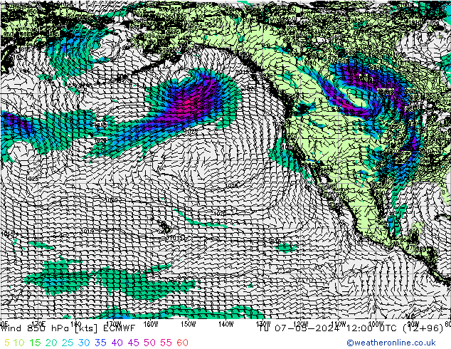 Wind 850 hPa ECMWF di 07.05.2024 12 UTC