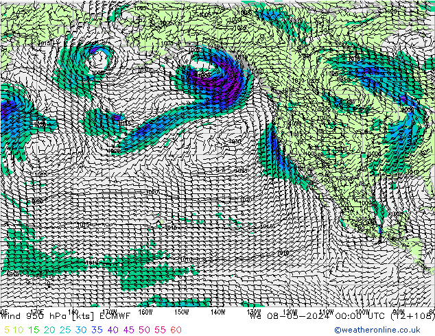 Rüzgar 950 hPa ECMWF Çar 08.05.2024 00 UTC