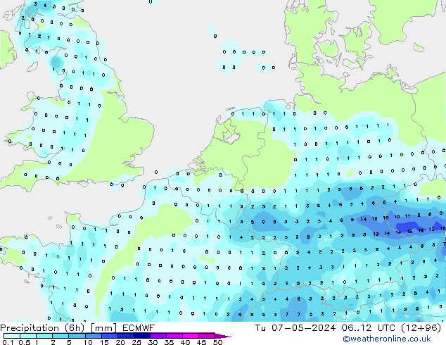 Z500/Rain (+SLP)/Z850 ECMWF mar 07.05.2024 12 UTC