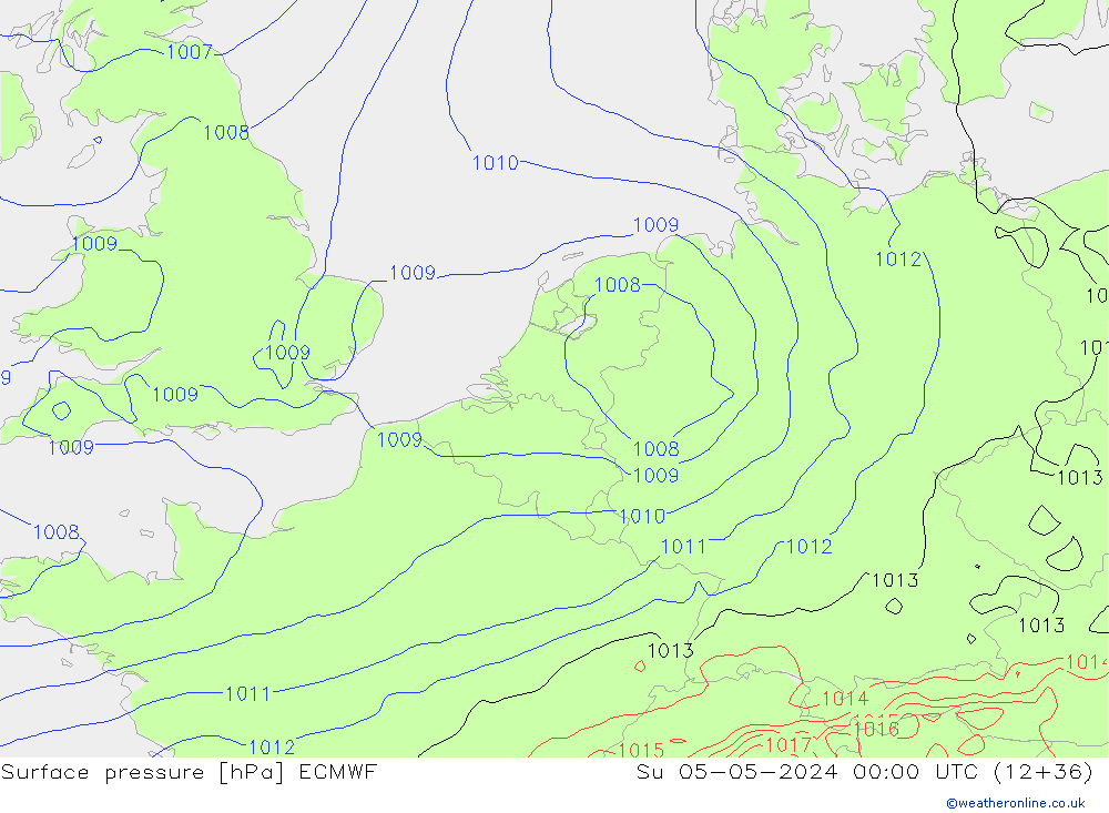 Surface pressure ECMWF Su 05.05.2024 00 UTC