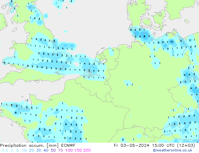 Precipitation accum. ECMWF pt. 03.05.2024 15 UTC