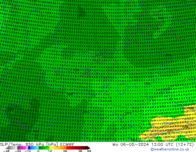 SLP/Temp. 850 hPa ECMWF ma 06.05.2024 12 UTC