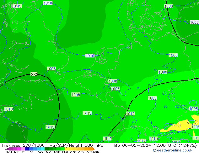 Espesor 500-1000 hPa ECMWF lun 06.05.2024 12 UTC