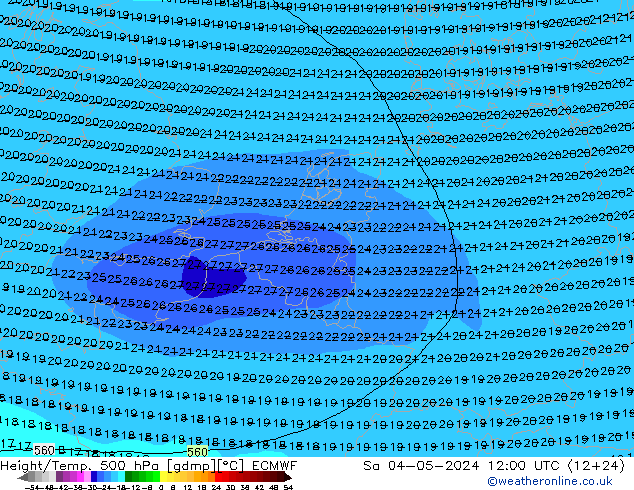 Height/Temp. 500 hPa ECMWF So 04.05.2024 12 UTC