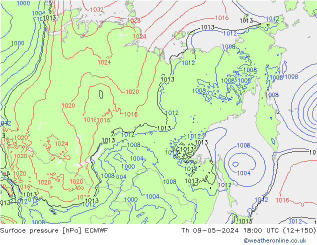 Surface pressure ECMWF Th 09.05.2024 18 UTC