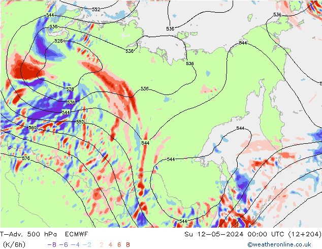 T-Adv. 500 hPa ECMWF Su 12.05.2024 00 UTC