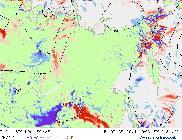 T-Adv. 850 гПа ECMWF пт 03.05.2024 15 UTC