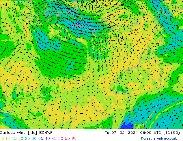 Rüzgar 10 m ECMWF Sa 07.05.2024 06 UTC