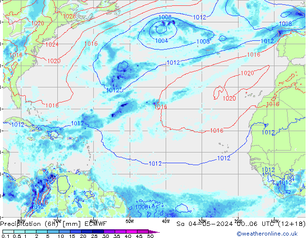 Z500/Rain (+SLP)/Z850 ECMWF sam 04.05.2024 06 UTC