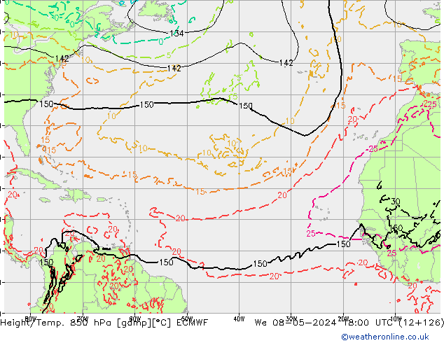 Z500/Rain (+SLP)/Z850 ECMWF We 08.05.2024 18 UTC