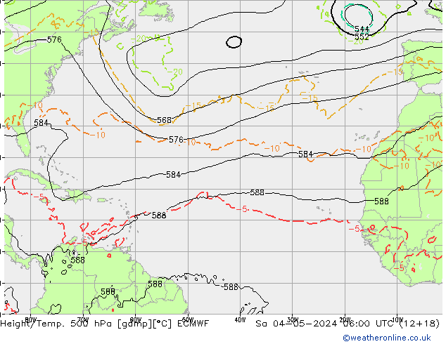 Z500/Rain (+SLP)/Z850 ECMWF sam 04.05.2024 06 UTC