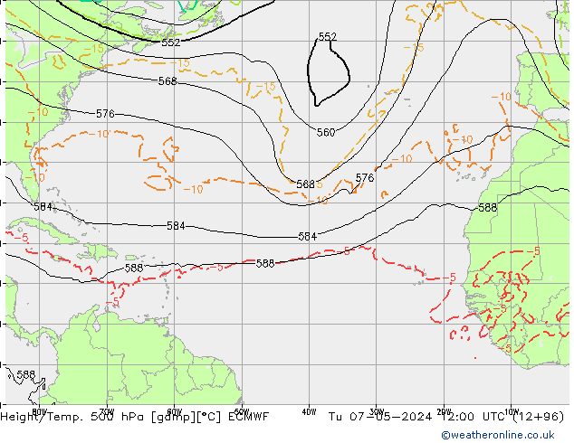 Z500/Regen(+SLP)/Z850 ECMWF di 07.05.2024 12 UTC